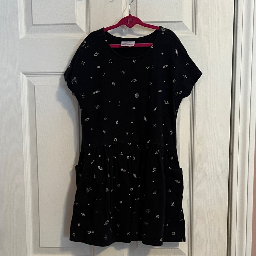 Hanna Andersson Black Kids Dress with White Patterns